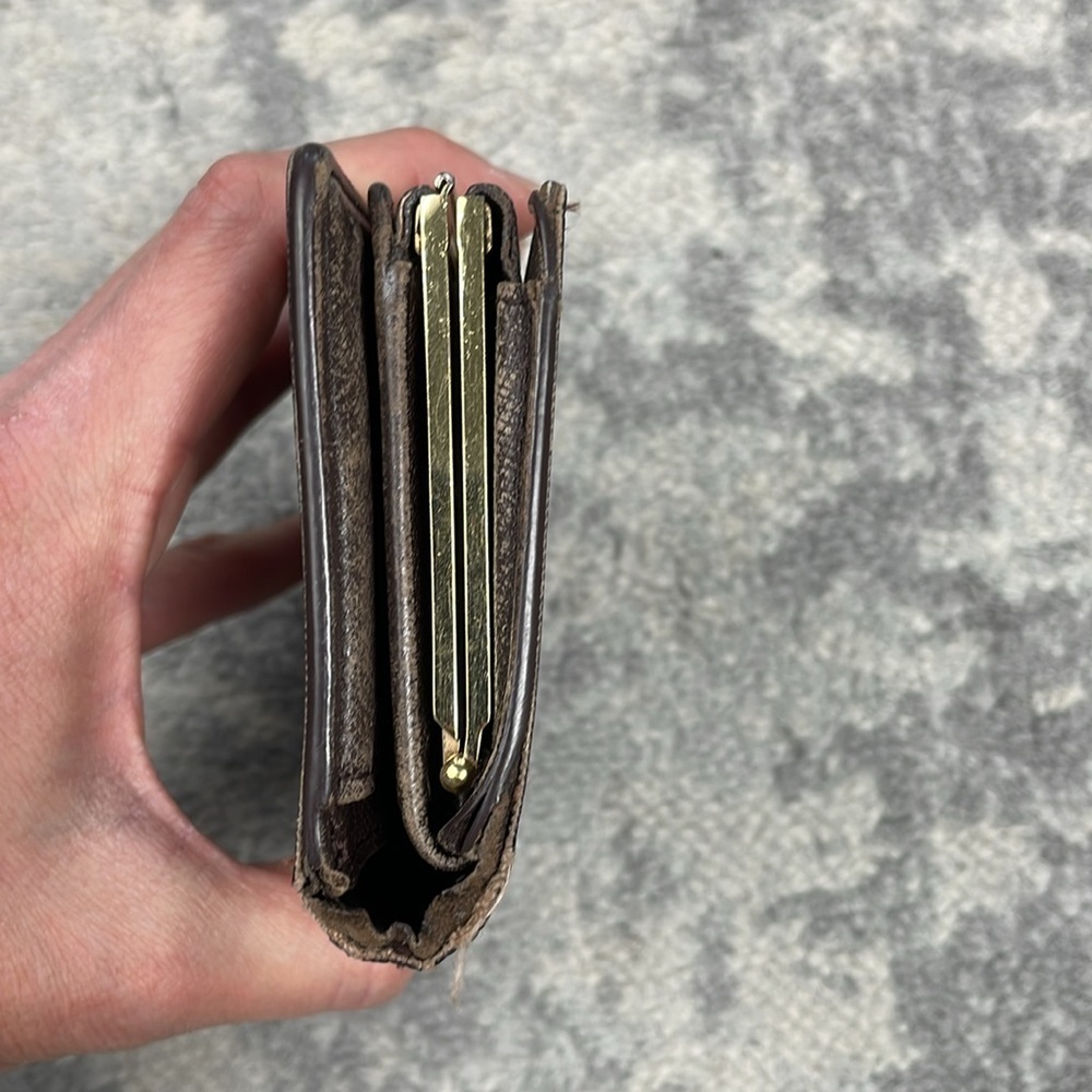 Louis Vuitton Damier Ebene French Kisslock Compact Wallet Brown Tan Checkboard - Picture 6 of 17